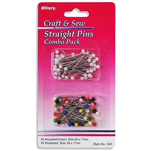 Allary Craft & Sew Straight Pins, 50 Pearlized, 50 Assorted Colors