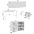 thumbnail image 2 of Scranton & Co Engineered Wood 2 Person Desk with Mobile Storage in White/Elm, 2 of 9