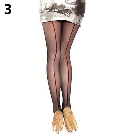 

Besufy Adult Women Tights Ultra Sheer Transparent Line Back Seam Stockings Pantyhose
