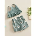 thumbnail image 3 of Bagilaanoe 2Pcs Toddler Baby Girls Short Pants Set Sleeveless Ruffle Vest Tops + Floral Shorts 6M 12M 18M 24M 3T 4T Kids Casual Summer Outfits, 3 of 9