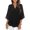 Black-M, variant on Womens Tops Casual Ruffle 3/4 Sleeve V Neck Double Layers Chiffon Blouses Tops