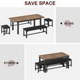 thumbnail image 4 of Roromall 5 Pieces Dining Table Set, Large Extendable Dining Room Table Set for 4-6, Kitchen Table with Benches and Stools, Dinner Table Set for Small Space, 4 of 6