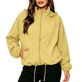 thumbnail image 2 of Womens Hiking Windbreaker Baeitkot Womens Jackets Zip Up Outdoor Hiking Hooded Windbreaker with Pocket Yellow XXL, 2 of 9