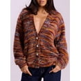 thumbnail image 4 of Suéter PRETTYGARDEN a Rayas con Cuello en V y Botones, Peludo, Talla M, 4 of 4