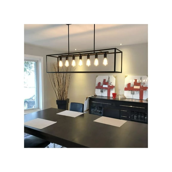 JL Styles Inc Esporre 7 Light Contemporary Iron Island Pendant Light in Black