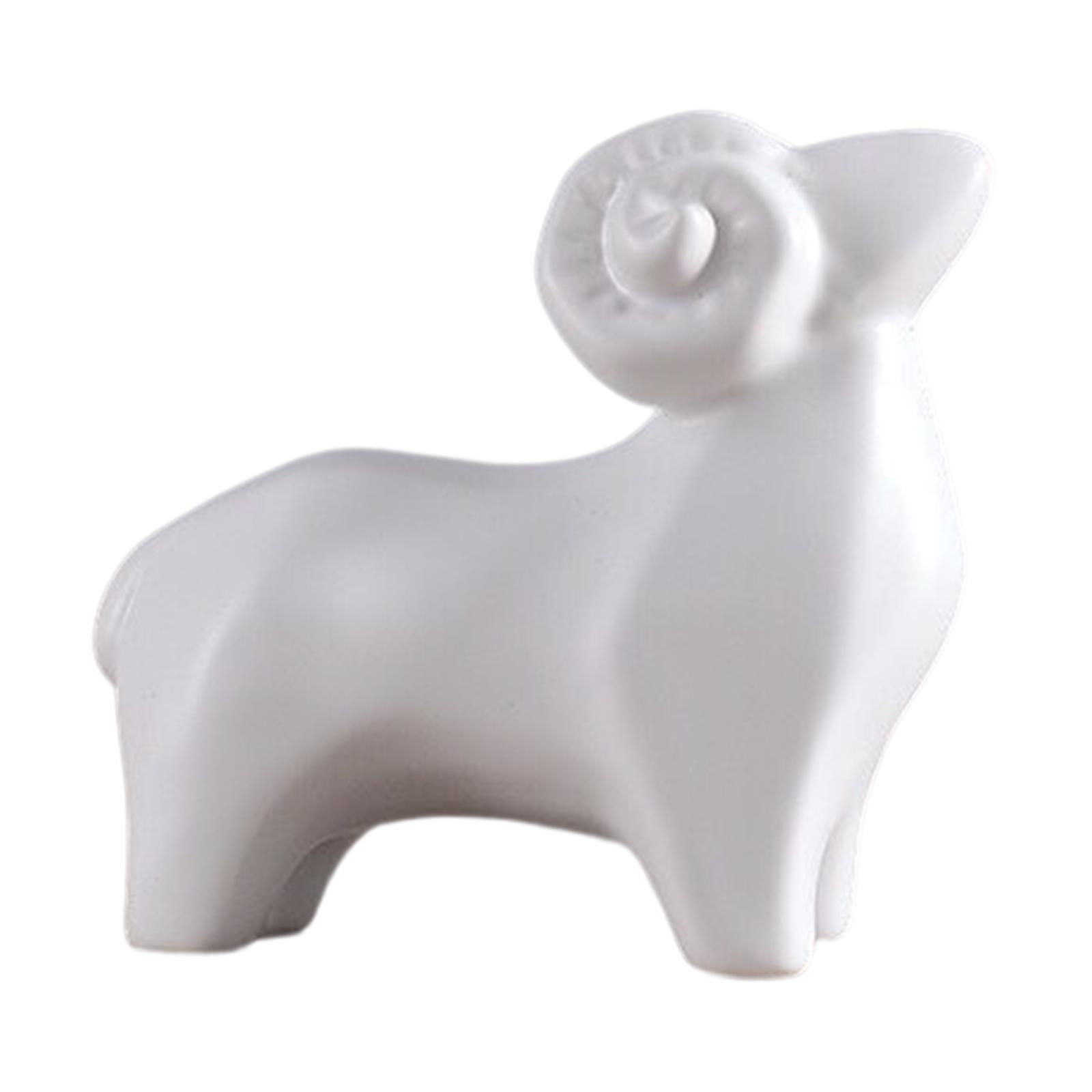 Creative Sheep Statue, Porcelain Nordic Collectable Ornament Animal Figurine for Desktop Bedroom Shop Bookshelf Decoration White Small - image 2 of 8