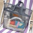 thumbnail image 4 of Yardvibe Beach Tote Bag for Women, 16.93"x14.17" Large Mesh Holiday Handbag, Reusable Summer Casual Shoulder Bags for Travel Swimming (Gary-Big), 4 of 5