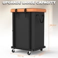thumbnail image 4 of 150L (40 Gal) Large Fashion Laundry Basket with Wheels, Leather Patchwork Rolling Hamper Carts, Sturdy Metal Frame, Removable Washable Bag, Tall Clothes Sorter for Bedroom, Laundry Room, Dorm - Black, 4 of 4