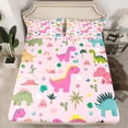 thumbnail image 2 of Homewish Kawaii Animal Dino Twin Sheet Sets 3pcs for Kids Boys Girls,Cartoon Wildlife Twin Fitted Sheet Microfiber,Cute Dino Breathable Flat Sheet,Microfiber Bedroom Decor, 2 of 7