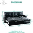 thumbnail image 6 of Naomi Home Lily Sectional Sleeper Sofa with USB ports-L-Shaped Couch Convertible faux leather sectional Pull-Out Bed, Ample Storage, Long-Lasting for Modern Living, Black, Air Leather, 6 of 9