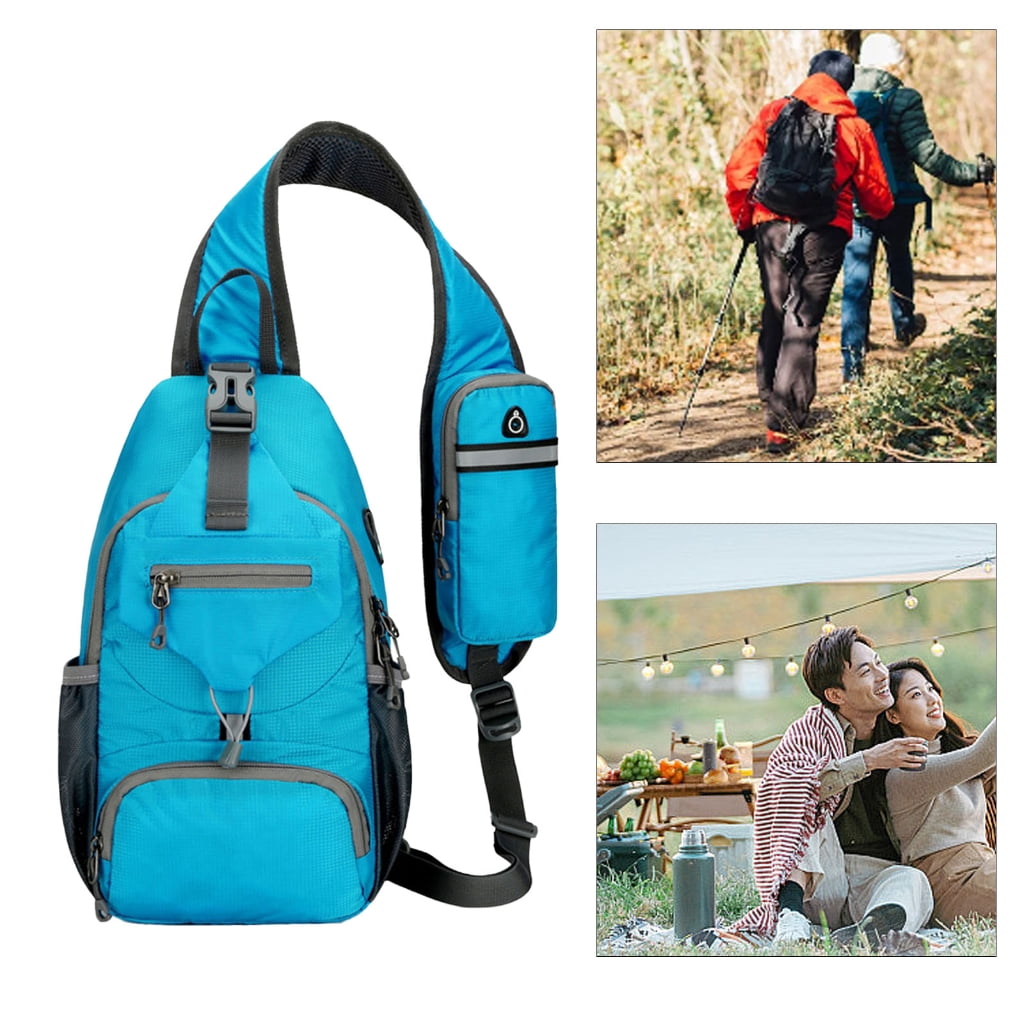 FENOHREFE Mans Large Chest Pocket Sling Bag Backpacks Nylon Crossbody Bag Casual Daypacks Outdoor Shoulder Backpacks Chest Bag
