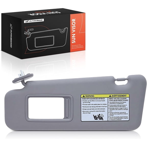 A-Premium Driver Left Side Sun Visor Compatible with Toyota Highlander 2008-2013 - with Vanity Light with Vanity Mirror with Sunroof with Sliding Sun Visor Extension Gray - Replaces 74320-0E051-B0