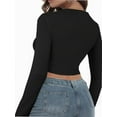 thumbnail image 4 of Women's Basic Sexy Square Neck Long Sleeve Going Out T Shirt Crop Top, 4 of 4