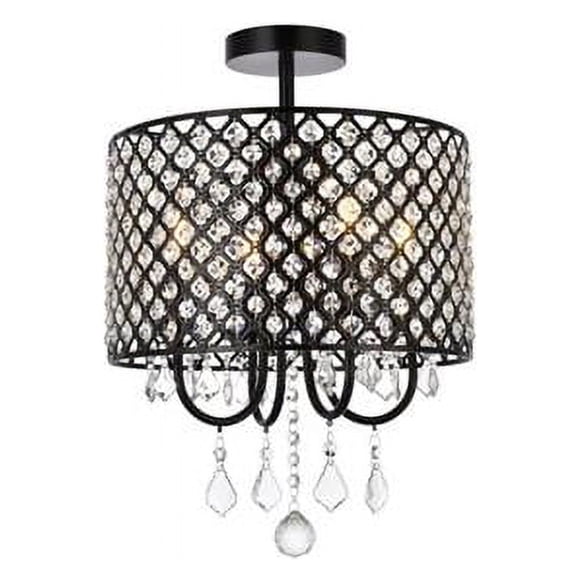 Living District LD710F14BK 14 in. Elise Flush Mount in Black
