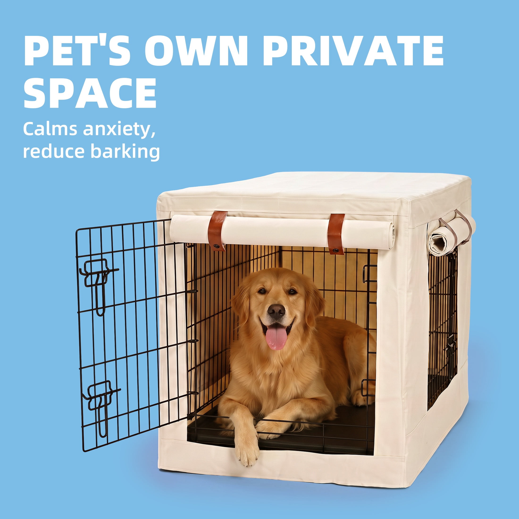 Vibrant Life 24" Dog Crate Cover with Breathable Panels, Beige