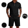 thumbnail image 2 of CIENVNSTG Mens Sets 2 Piece Outfits Polo Shirt Short Sleeve Beach Shorts Set Summer Loose Streetwear Sport Basic Fashion Clothing Set Black 2XL, 2 of 7