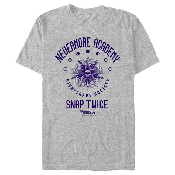 Men's Wednesday Nevermore Academy Nightshade Society  Graphic Tee Athletic Heather Small