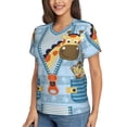 thumbnail image 2 of Vsdgher Giraffe Come Out From Zipper Women Shirts V Neck Short Sleeve Tops T-Shirt Basic Tees, S to 3XLMedium, 2 of 5