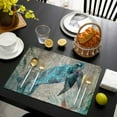 thumbnail image 4 of Sea Turtle Placemats Set of 6 Washable Retro Ocean Sea Turtle Theme Heat Resistant Non-Slip Funny Aniaml Place Mats Kitchen Dining Table Decor for Durable Linen Table Mats - Retro Blue (13"x 19"), 4 of 6