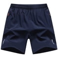 thumbnail image 2 of Domuza Shorts for Men Athletic Quick Dry Elastic Waist Hiking Shorts with Zipper Pockets Sports Workout Gym Sweat Short Blue L, 2 of 4