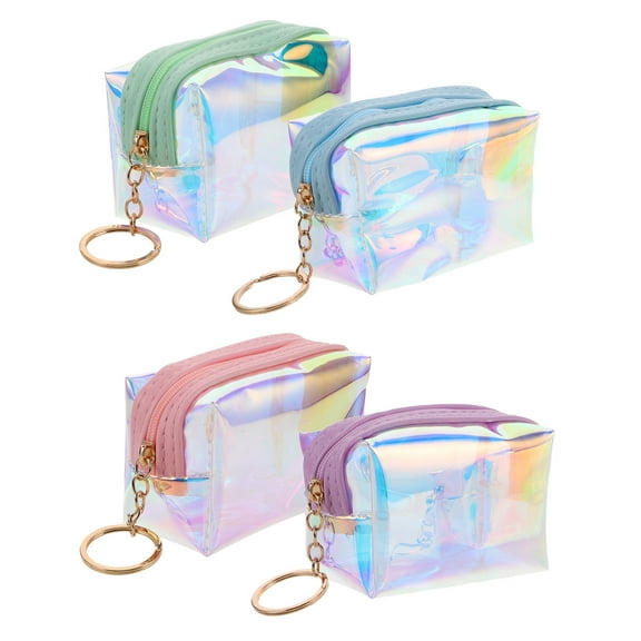 OFFIGAM 4PCS Mini PVC Purse Bag Charms for Students, Rectangular Shape Keychains to Carry Small Items