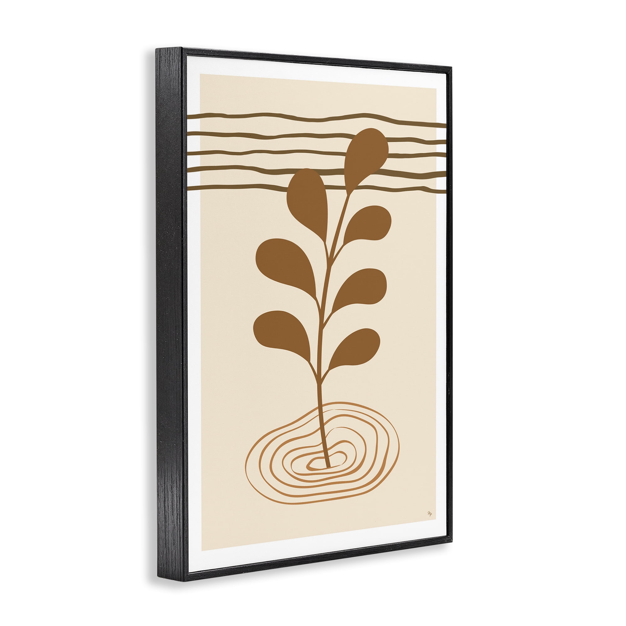 Stupell Industries Boho Leaf Sprig Botanical & Floral Painting Black Framed Art Print Wall Art, 12 x 18