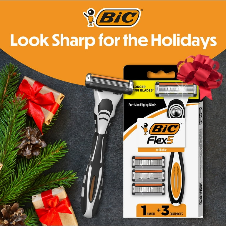 BIC Flex 5 Refillable Men's 5-Blade Manual Razors with 1 Handle