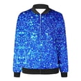 thumbnail image 5 of XIAONU Womens Glitter Zip Up Bomber Jacket Casual Club Stand Collar Long Sleeve Outerwear, 5 of 5