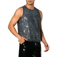 thumbnail image 4 of INSPIRE CHIC Sequins Tank Top for Men's Crew Neck Sleeveless Party Vests M Silver, 4 of 4