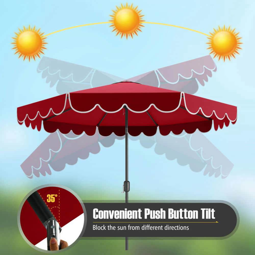 Spaco 10 Feet Patio Umbrella Outdoor Market Umbrella with Crank Tilt Adjustment, Outdoor Shade, Wine