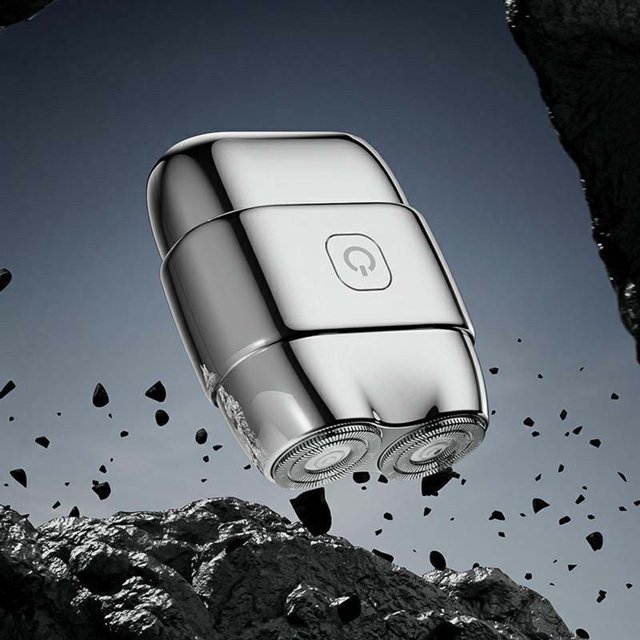 Afeitadora de doble cabezal mejorada, mini afeitadora USB, lavable, recargable, resistente al agua, compacta, plegable