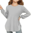 thumbnail image 2 of Byoo Big Girls Long Sleeve T-Shirt Solid Color Casual Sports T Shirt Versatile Undershirt, 2 of 4