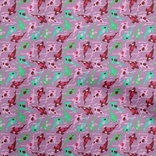 oneOone Silk Tabby Pink Fabric Asian Japanese Koi Fish Sewing Craft Projects Fabric Prints By Yard 42 Inch Wide