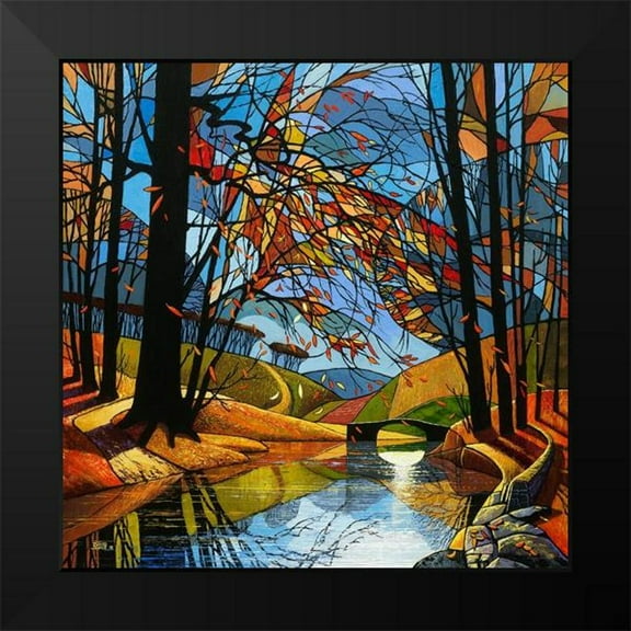 James, David 12x12 Black Modern Framed Museum Art Print Titled - Autumn Stream