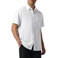 thumbnail image 4 of CAMISAS DE LINO PARA HOMBRE INSPIRE CHIC DE MANGA CORTA, CON BOTONES, CASUAL, VERANO, HAWAIANA, TALLA 2XL, BLANCA, 4 of 5