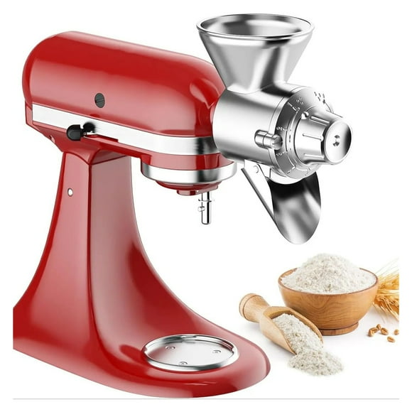 Metal Grain Mill Attachment for Stand Mixer, 9 Levels Grain Mill, Flour Mill ,Easy to Operate
