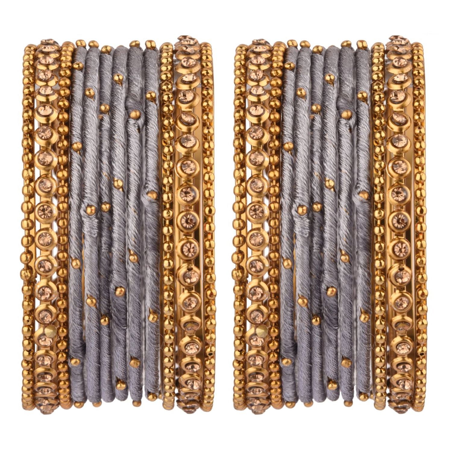 Silk Thread Jewelry Bracelet BLUE /GOLD A set of 10 Handmade Silk Thread  Bangles | eBay