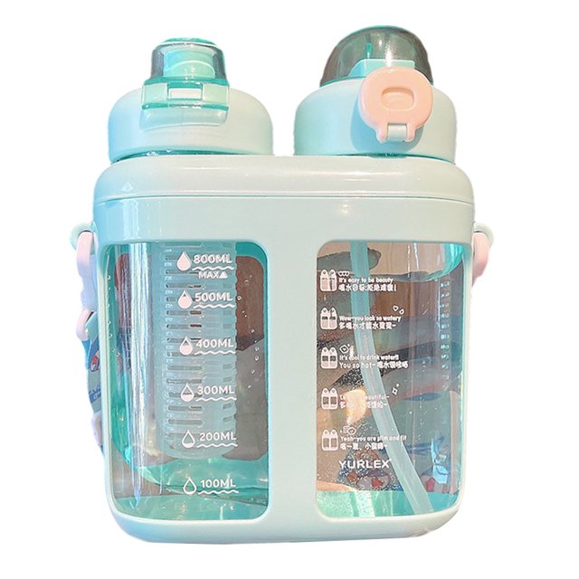 Botella de agua linda de 1600 ml de gran capacidad con paquete de caja de color No tóxico para el trabajo