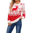 thumbnail image 3 of Tricot Col Rond Automne Hiver pour Femmes Géométrie Ethnique Animale Flocon de Neige Cropped Boho Blanc TG, 3 of 10