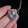 thumbnail image 3 of HOOUN Retro Style Moonstone Crescent Pendant Necklace Charm Ladies Gifts Witch Jewelry-24#Silver Lotus Flower Moonstone, 3 of 9