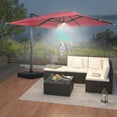 thumbnail image 6 of Mondawe 10x10 FT Square Cantilever Umbrella with Base and Bluetooth Speaker Included - 360° Rotation Offset Heavy Duty Outdoor Patio Umbrella for Pool Backyard Deck Garden, Red, 6 of 16