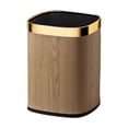 thumbnail image 1 of Basura de basura cesta PU cuero elegante contenedor de basura moderno contenedor de basura para lavandería doméstica sala de estar dormitorio 12L Square Gold, 1 of 8