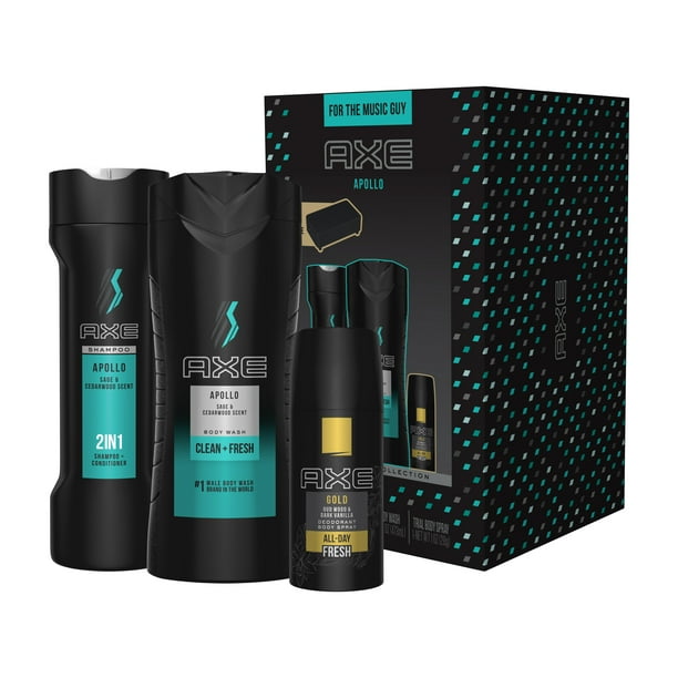 AXE 4Pc Apollo Shower Gift Set with BONUS Portable