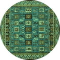thumbnail image 1 of Ahgly Company Indoor Round Abstract Turquoise Blue Modern Area Rugs, 7' Round, 1 of 4