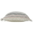 thumbnail image 4 of Laddha Home Designs 20" Gray and White Striped Square Throw Pillow with Fringes, 4 of 9
