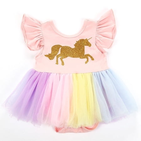 Newborn Toddler Infant Baby Girls Unicorn Lace Tutu Dress ...