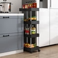 thumbnail image 4 of 3/4 Tier Rolling Utility Cart Store Shelf Movable Gap Store Rack Kitchen Bathroom Slim Slide Organizer Shelf Livingroom Rack, 4 of 6