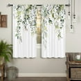 thumbnail image 2 of Eucalyptus Leaves Kitchen Curtains Rod Pocket Watercolor Sage Green Leaf on The Top Floral Small Short Cafe Tier Curtains Plant Window Drape Treatment Home Decor(27.5W X 39L Inch 2 Panels), 2 of 6