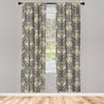 thumbnail image 3 of Ambesonne Grey Abstract Curtains, Tulip Vintage Damask, Pair of 28"x95", Beige and Dimgray, 3 of 5