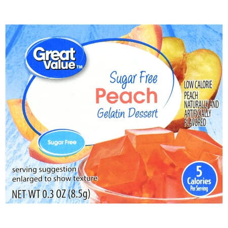 (10 Pack) Great Value Sugar Free Gelatin Dessert, Peach, 0.3